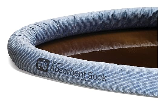 PIG Blue Absorbent Sock | 3.7 Gallon Absorbency | Forms Barrier & Prevents Spills from Spreading | 3" x 20' | 4 Socks | PIG203