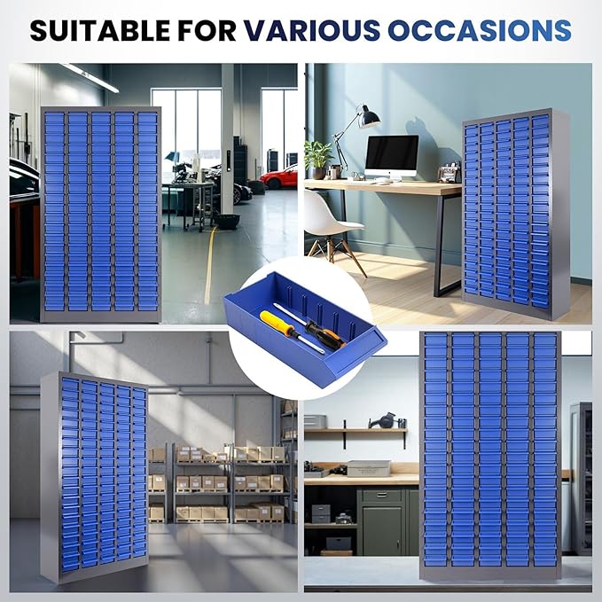 75 Drawers Parts Cabinet for Nuts, Bolts, Screws, Nut and Bolt Organizer with ABS Material Drawer, Bolt Bin Tool Storage Cabinet in Workshop, Garage, Office (100 Drawers)