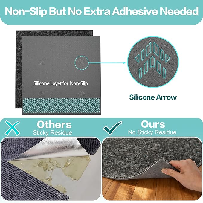 jxgzyy Soft Carpet Tiles 20×20 Inch, 0.38'' Padded Carpet Squares, Non-Adhesive Carpet Flooring with Textured Silicone Back, Easy DIY Seamless SplicingTiles for Corners, 4 Pcs/10.8 Sqft