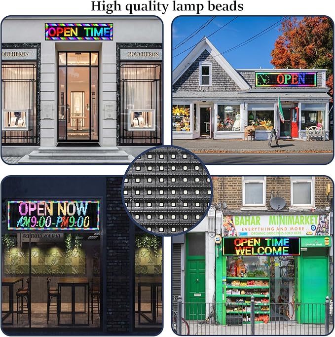 P10 52x14 inch Full Color WiFi LED Display Sign Outdoor Waterproof lP45 Digital Boardfor Restaurants, Cafes & Bars with Dynamic Ads, Remote Programming and Easy Setup