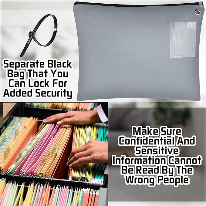 2 Pcs Interoffice Mailer Canvas Transit Sack Zipper Bag 18" x 14" Large Zipper Pouch with Grommet Interoffice Mail Bag (Gray)