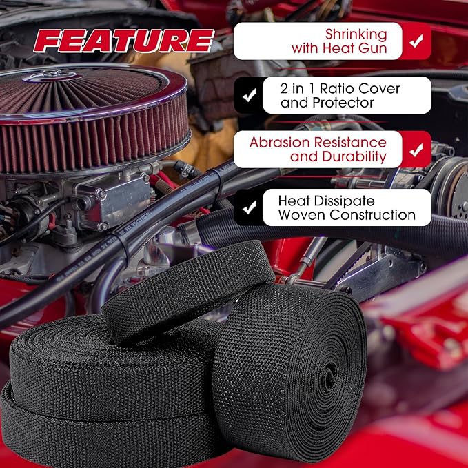 3/8" - 18 feet Cable Management Sleeving, 2:1 Fabric Heat Shrink Braided Sleeve Protector Cover Cable/Wire/Irregular Shape Hose