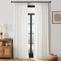 NICETOWN Thick Linen Curtains 84 Inches Long for Living Room 2 Panels Set, Back Tab/Rod Pocket with Pleat Tape Privacy Added Window Curtains for Farmhouse/Bedroom, Vanilla, W55 x L84