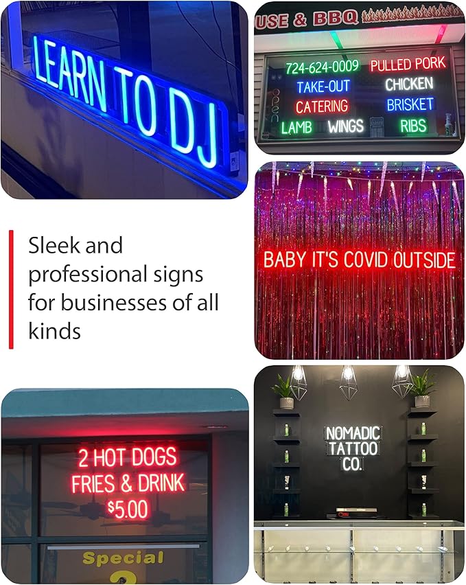 SpellBrite Custom Signs for Business | Custom Neon Sign Look, LED Light Source | Changeable 6.3" LED Letters (2 rows, 14 characters)