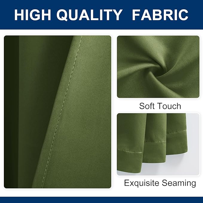 Hiasan Christmas Room Divider Curtains Blackout Patio Sliding Door Curtain Privacy Room Noise Reduction Panel with Back Tab & Rod Pocket for Glass Door Bedroom Partition(80 x 84 Inches, Olive Green)