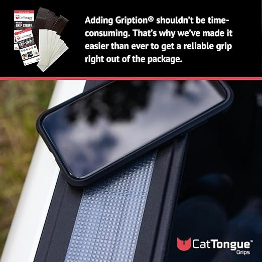 CATTONGUE GRIPS 2” Non-Abrasive Grip Tape Strips - Heavy-Duty, Waterproof Anti-Slip Tape for Furniture, Bathtubs, Frames, Gaming & More - Indoor & Outdoor Anti-Slip Solution (Black & Clear, 2-Pack)