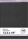 Black 12.5x19.5 Inch Large Poly Bubble Mailers #6 | Padded Envelopes with Self Seal | Air Lined Cushioned Bubble Mailer | Usable Size 12.5x15 | 100 Pack Bulk | Lightweight shipping Bags