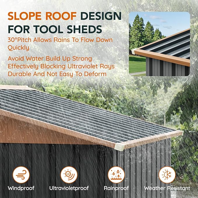 6x4FT Multi-used Shed & Outdoor Storage Shed, Steel Tool Shed with Lockable Doors,Window,Vent,Compact Metal Tool Garden Shed for Garden, Backyard, Patio, Lawn and Various Storage(Matte Gray)