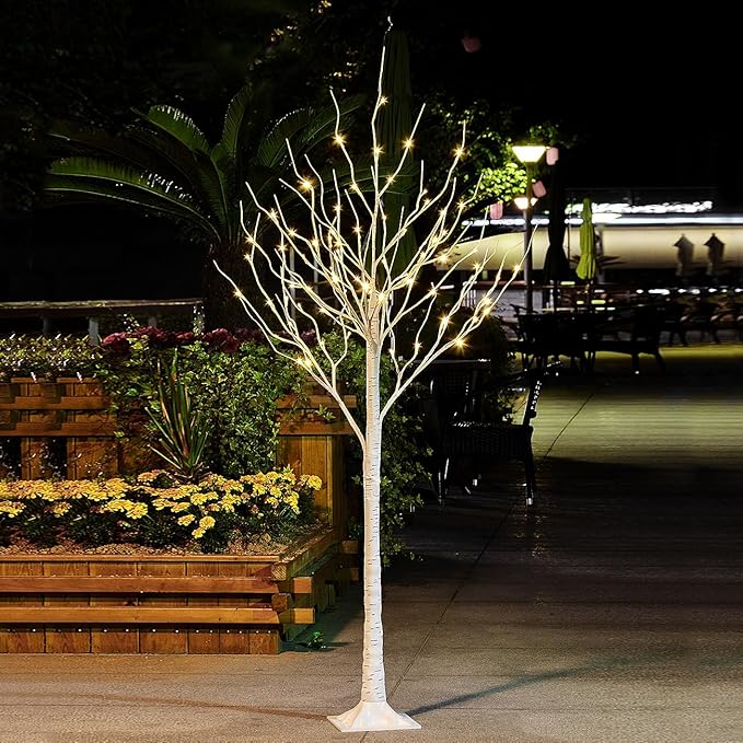 LIGHTSHARE 6 Feet Birch Tree, 72 LED Lights, Warm White, for Home, Festival, Party, and Christmas Decoration, Indoor and Outdoor Use