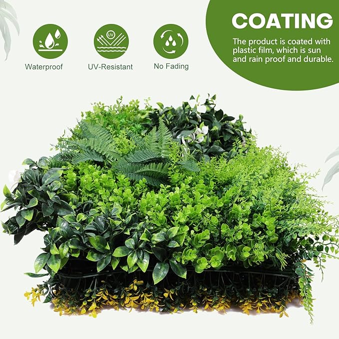 Artifical Grass Wall Backdrop 48PCS 10"x10 Boxwood Panels Grass Boxwood Hedge Wall Greenery UV Protected 33 Sqft Artificial Grass Wall Decor for Party Wedding Backyard Indoor Outdoor（3PACK 40"x40"）