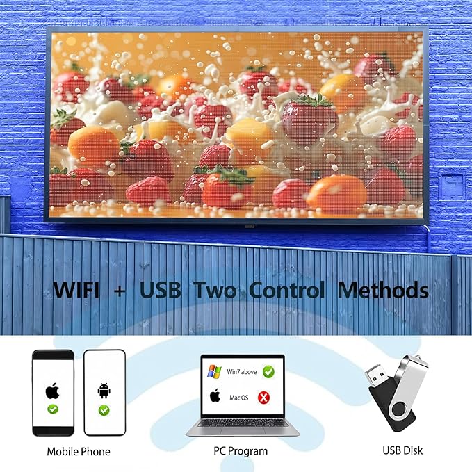 P3 Led Scrolling Programmable Signs, 320x128px High Resolution Digital LED Signage Displays, WIFI & USB Control Electronic Message Board Business Advertising Sign, Support Text/Image/Video 40"x18”