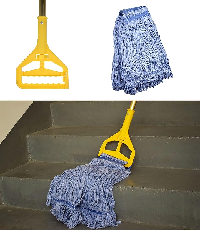 Mop Head Replacement Commercial Heavy Duty String Blue Wet Mop Heads for 3 Typs Commercial Mop Handle(2,Large)
