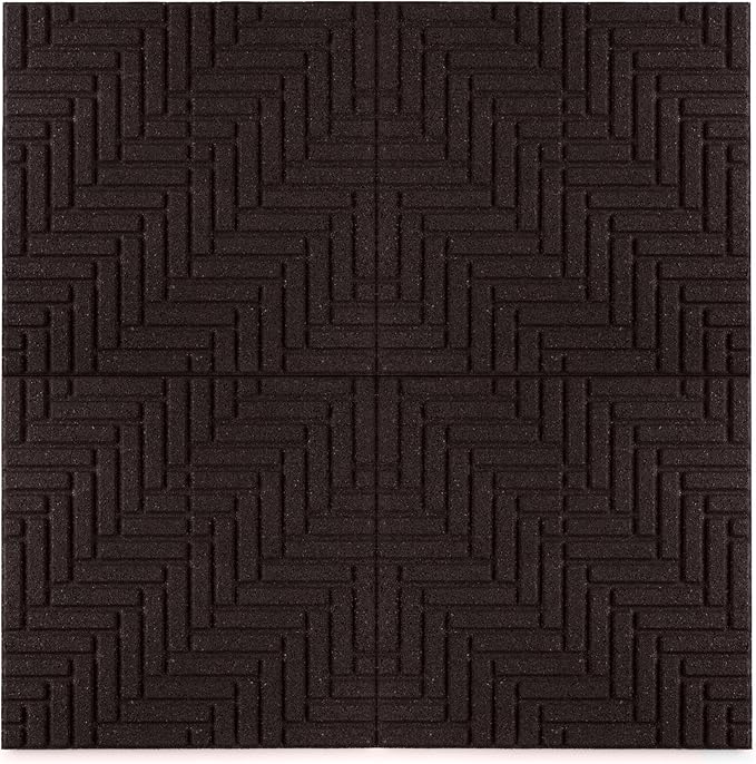 Playsafer Herringbone Rubber Interlocking Tiles | 16 X 16 | Easy Install for Indoor and Outdoor Use (Brown, 4 Tiles)