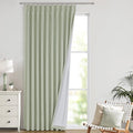 Vision Home Soft Green Pinch Pleated Full Blackout Curtains Linen Blended Room Darkening Window Curtains 120 inch for Living Room Bedroom Thermal Insulated Pinch Pleat Drapes with Hooks 60" Wx120 Lx1