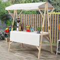 Outdoor Vendor Cart Foldable, Vending Stand Kiosk Display Trolley with Canopy, Selling Food Booth Concession Shelf, for Market Street Food & Events(White,150cm/59in)