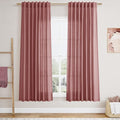 Canyon Rose Linen Curtains for Living Room 63 Inches Long 2 Panel Set Light Filtering Linen Drapes for Kitchen Windows Rod Pocket Back Tab Short See Through Curtain Country Farmhouse Decor 52x63