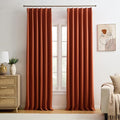 KEQIAOSUOCAI 96 Inch Copper Burnt Orange Blackout Curtains for Living Room 2 Panels Sets,Pinch Pleat with Hooks, Thermal Pleated Window Drapes Boho Rustic 70s Curtain for Bedroom W40 x L96
