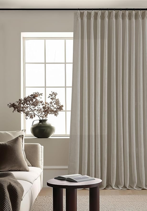 Burlywood Birch 90 Inches Long 70 Inch Wide Curtains for Living Room Light Filtering Semi Sheer Modern Farmhouse Pleated Curtain Back Tab for Patio Sliding Door Dining Room Large Window 1 Panel 70x90