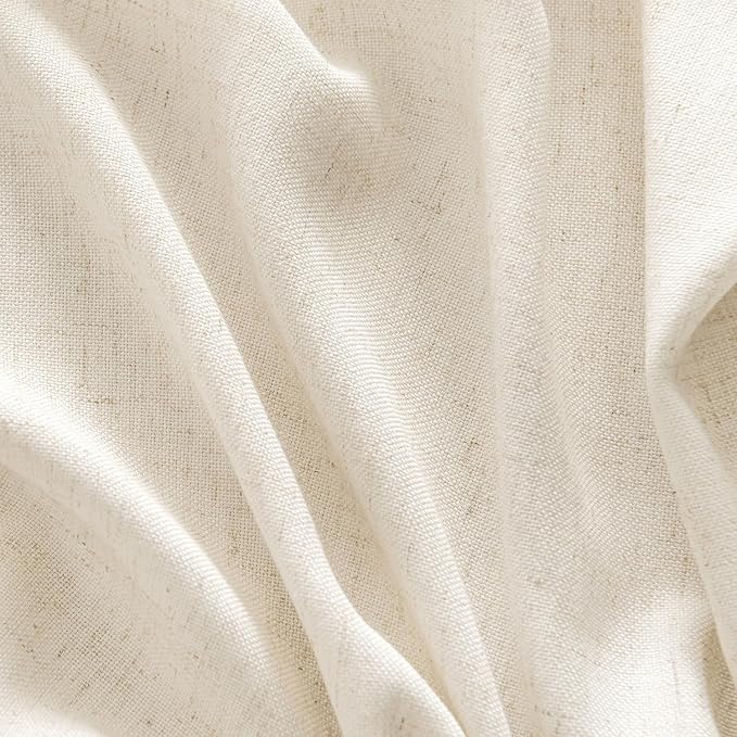 MIULEE Non-See-Through Privacy Linen Curtains 2 Panels, Light Filtering Window Curtains Farnhouse Textured Back Tab Semi Sheer Drapes for Bedroom Living Room, 52 x 63 Inches Long, Ivory