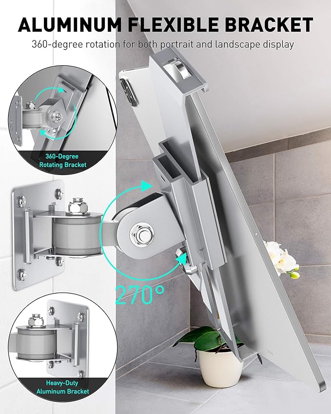 AboveTEK Tablet Wall Mount -360° Rotation iPad Wall Holder for Retail & Business, Anti Theft iPads Stand Fits 7"-11" Tablets Including iPad Pro/Air/Mini, Galaxy Tab - Security Lock & Key - (Silver)