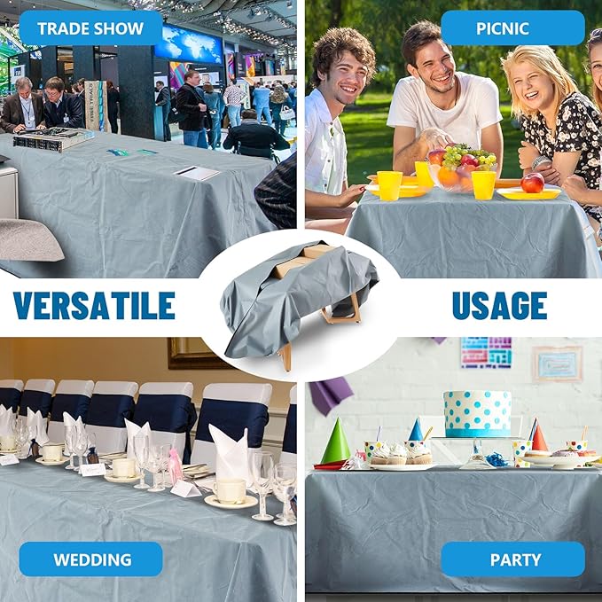 126" x 88" Trade Show Zip Up Table Cover 600D Oxford Waterproof Trade Show Table Cover Lockable Display Case Body Bag Showcases Tablecloth with Zipper Padlock for 8 ft Vendor Outdoor Wedding