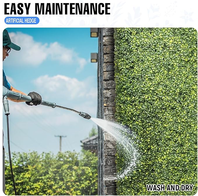 E&K 108" Wx72 Hx6 D Artificial Boxwood Hedge Wall, Artificial Outdoor Privacy Wall for Balcony Backyard Office, Indoor Divider Freestanding Greenery Backdrop
