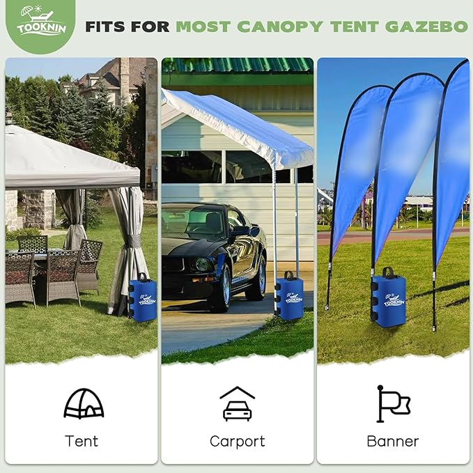 Canopy Tent Weight,88 LBS Canopy Weights Water Bags, Gazebo Weights Heavy Duty Leg Weights for Pop Up Canopies Outdoor Shelter Umbrella Pool Ladder,Set of 4, Blue
