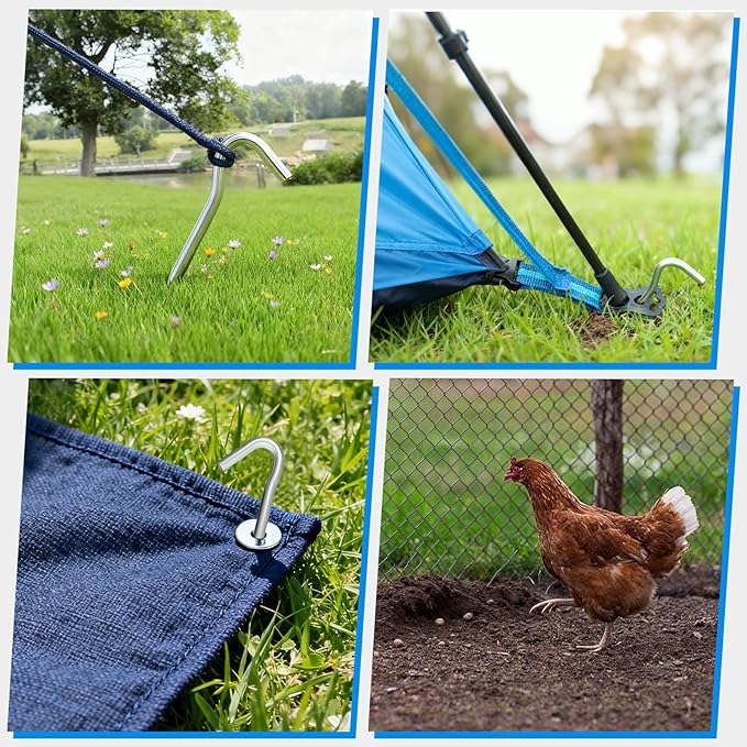 MySit 9" Tent Stakes, Metal Inflatable Stakes 30 Pack, Heavy Duty Galvanized Tent Stakes Metal, Tent Pegs Ground Trap Camping Stakes for Inflatables, Outdoor Decorations