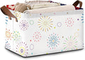 Colorful Fireworks Pattern Collapsible Storage Box - 17x11.5x10.5 Inch Foldable Organizer for Seasonal Decorations, Event Decor, Home Storage - Single Pack