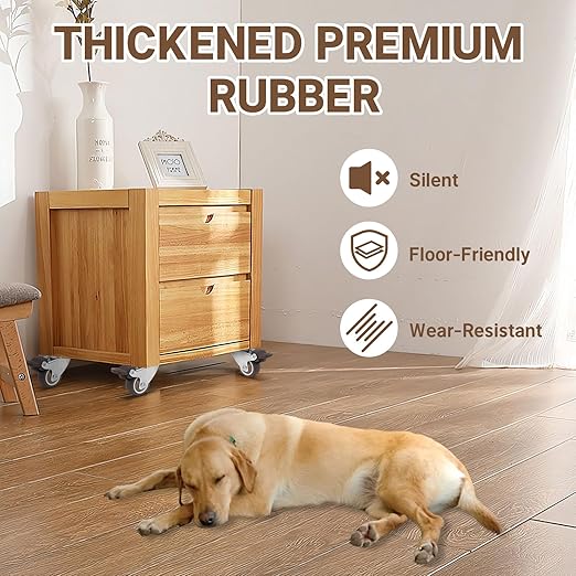 W B D WEIBIDA 2 Inch Casters Wheels Set of 4, Heavy Duty Plate Swivel Rubber Casters with Brakes, No-Noise TPR Rubber Wheels for Furniture, Tables, Boxes, Safe for Hardwood Floors & Carpets