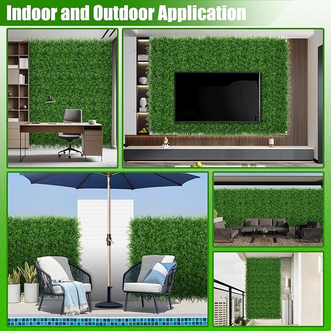 40"x120"(33.33 SQFT) Grass Wall Panels, Artificial Fern Grass Backdrop with UV Protection, Fake Greenery Plant Boxwood Roll, Green Wall Decor for Outdoor Indoor Patio Garden Backyard