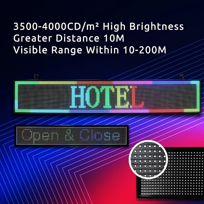 XSGD P10 Programmable Scrolling LED Sign Welcome Led Signs, Outdoor IP65 Waterproof Open Signs for Business, Customizable RGB Fullcolor Led Display, Digital Message Board for Advertising Store Restaurants