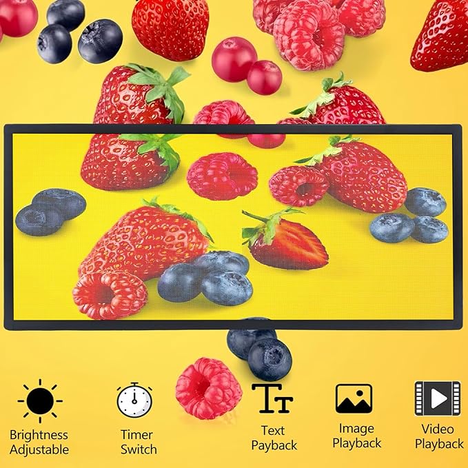 P3 Full Color LED Scrolling Programmable Sign Brightness Adjustable, IP65 Outdoor Digital Message Board, WiFi + USB Control Led Message Signs for Restaurant to Display Text/Images/Video 40''x17''