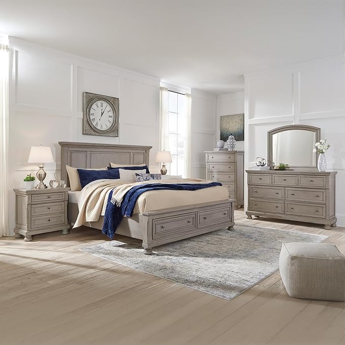 Signature Design by Ashley Lettner Traditional 5 Drawer Chest with Dovetail Construction, Light Gray