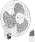 Comfort Zone 16-inch Wall Mount Fan with Remote Control, Quiet 3-Speed Operation, Timer, Adjustable Tilt – Ideal for Bedroom, Home, Gym & Office