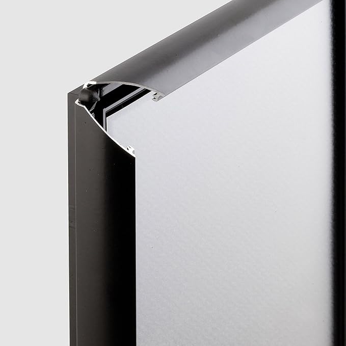 M&T Displays Opti Snap Poster Frame 8.5x11 Inch Black 1" Aluminum Profile Front Loading Wall Mounting Photo Picture Document Certificate Sign Holder Mitered Corner Anti Glare Cover (4 pack)