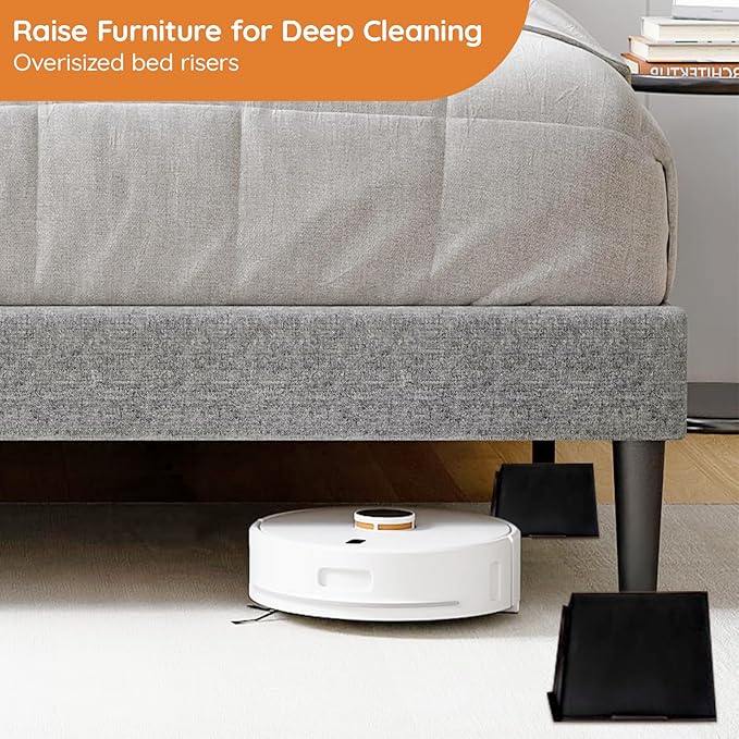 Oversized Bed Risers, King Furniture Risers, 6 inch Raise Blocks for Bed Couch Desk Sofa Table Lifts, Furniture Legs Lifters Support up to 6000 Lbs (Black, 4 Pack Set)