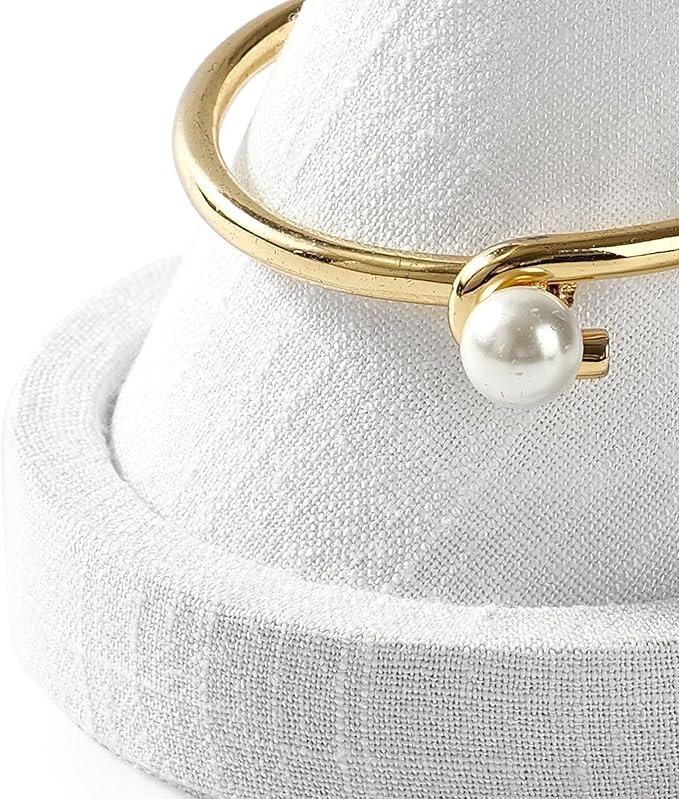 Oirlv Linen Single Bracelet Display Stand Professional Jewelry Stand for Bangle Bracelet Watch (Creamy-white,Linen)