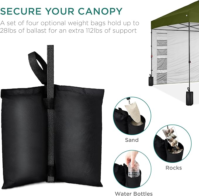 Best Choice Products 10x10ft Easy Pop Up Canopy w/Side Wall, 10 Pockets, Portable Carrying Case, 1-Button Setup, 4 Weight Bags - Olive Green