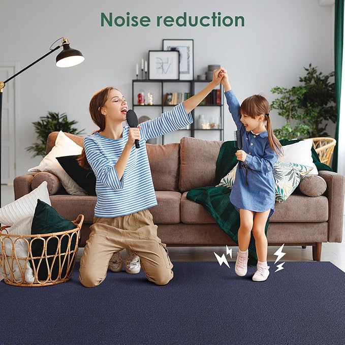 30 Pack Carpet Tile - 12” X 12” Self Adhesive Carpet Floor Tiles Anti-Slip Squares Peel and Stick Floor Tilel DIY Installation for Bedroom (Blue)