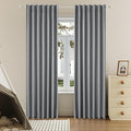 DUALIFE Faux Linen Blackout Grey Curtains 80 Inch Long,Farmhouse Back Tab Rod Pocket Curtains Room Darkening Thermal Insulated Drapes for Bedroom Living Room,W50 x L80,2 Panels