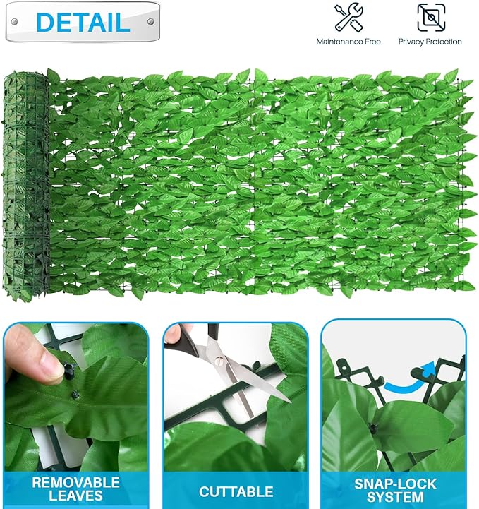 Patio Paradise 6'x8'-3Pc Faux Ivy Fence Privacy Screen Artificial Greenery Wall Backdrop,Fake Grass Wall Panels for Outside Apartment Balcony,Vine Leaf Decor for Outdoor Patio Chain Link