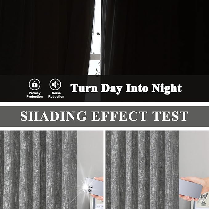 Vision Home Charcoal Grey Pinch Pleated Full Blackout Curtains Room Darkening Window Curtains for Living Room Bedroom Thermal Insulated Pinch Pleated Drapes with Hooks Back Tab 2 Panel 40" Wx102 L