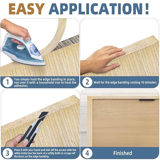 Oak Edge Banding, 5/8 inch x 25ft roll of Veneer Edge Banding, Pre-glued Flexible Real Wood Tape Banding for Cabinet Repair Furniture Restoration