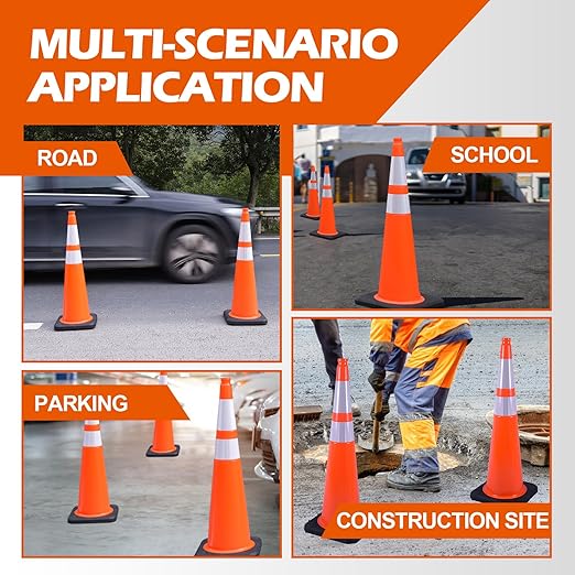 360 Pack 36" Orange Traffic Cones with Black Base – Large Bulk Road Safety Cones for Construction, Commercial, and Event Use (360, Orange, 36 Inch)