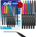 EXPO Wet Erase Markers, Semi-Permanent, Assorted Colors, Ultra Fine Tip, 12 Count - For Writing on Glass, Whiteboards, Mirrors, Calendar, Labeling, Organizing