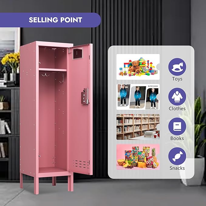 Metal Kids Locker,Metal Cabinet Storage Lockers,Lockable for Employees with Door,54" Height Steel Locker,Lockable Steel Locker for Children's Room, Playroom, School,Gym