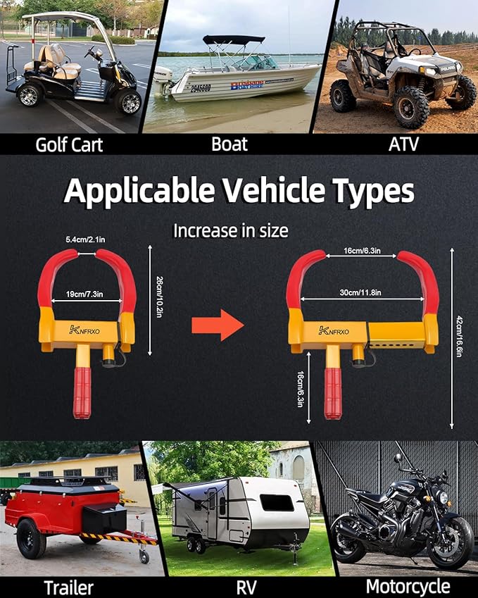 Security Trailer Wheel Lock Tires Anti Theft for Car SUV Boat Motorcycle Golf Cart Great Deterrent Bright Color with 3 Keys (Red-Yellow) Wheel Clamp Lock