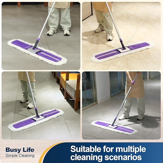 Yocada 36 inch Commercial Dust Mop Industrial Floor Mop for Cleaning Office Garage Hardwood Warehouse Factory Mall Deck 59 Inch Long Total 2 Pads