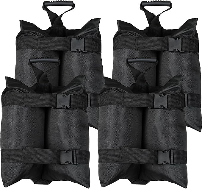 TRINKA 240 LBS Plus Size Canopy Weights Sand Bags Set of 4-1680D Oxford Heavy Duty Sandbags for Outdoor Tent, Patio Umbrella, Gazebo, Sun Selter, Windproof Pop up Tent Weights, Black (No Sand)